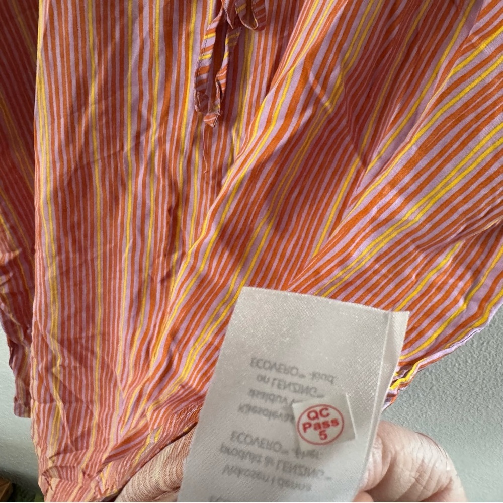 House Striped Dress Relaxed Drawstring Waist Size 44EU (12/14) Boho Natural NEW - Picture 4 of 14